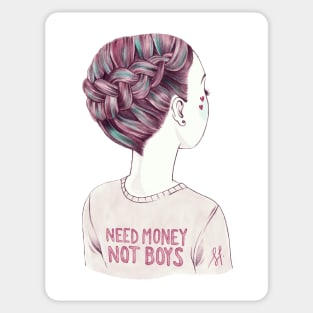 need money, not boys NO BACKGROUND Sticker